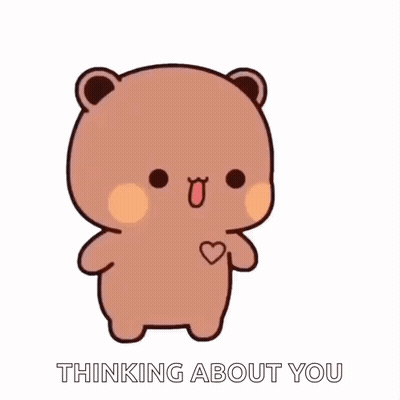 Brown Teddy Bear Holding Heart Saying Thinking About You GIF