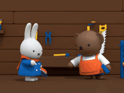 Brown Teddy Bear Holding Saw And Hammer GIF