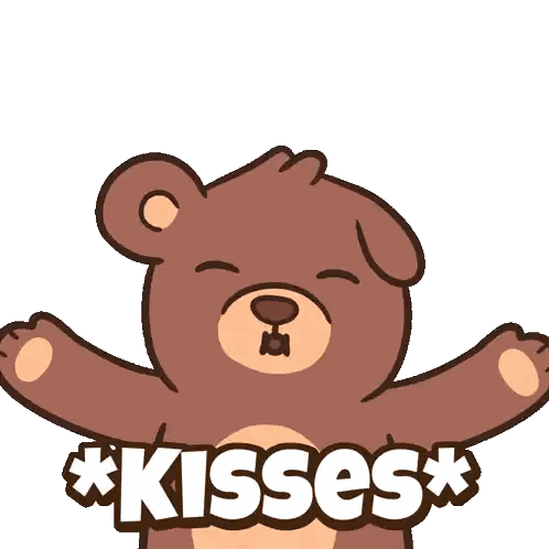 Brown Teddy Bear Kisses Pink Lips Sticker