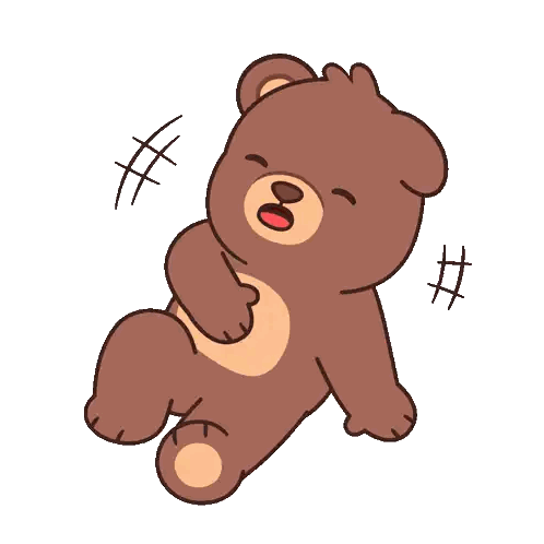 Brown Teddy Bear Laying Down Mouth Open Hashtags Sticker