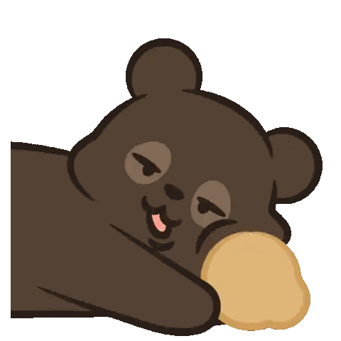 Brown Teddy Bear Lying With Cookie Sticker