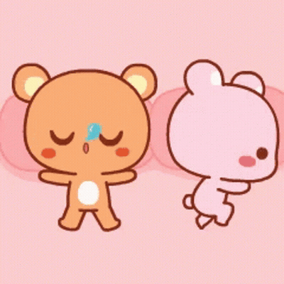Brown Teddy Bear Next To Pink Teddy GIF