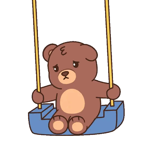 Brown Teddy Bear On Blue Swing Sticker
