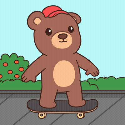 Brown Teddy Bear Riding Skateboard With Red Hat GIF