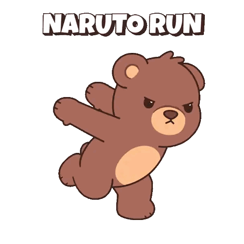Brown Teddy Bear Running Naruto Run Sticker
