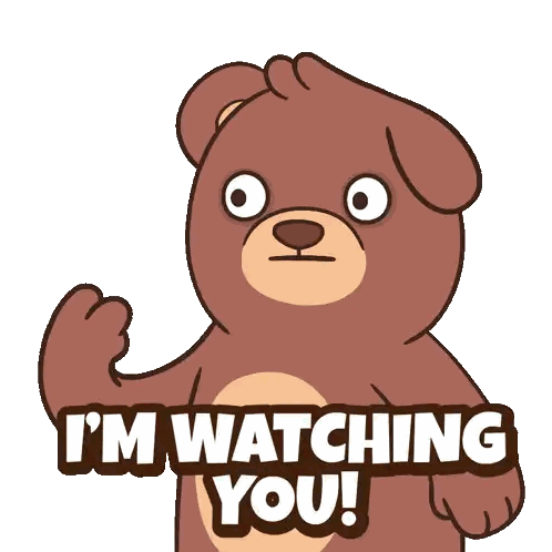 Brown Teddy Bear Saying Watching You Sticker