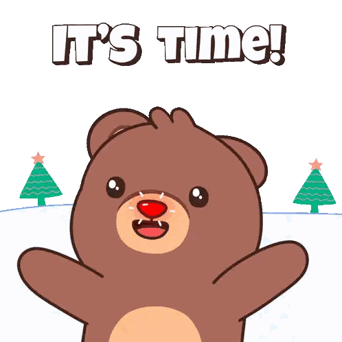 Brown Teddy Bear Says Its Time Sticker