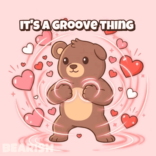 Brown Teddy Bear Surrounded By Pink Hearts GIF