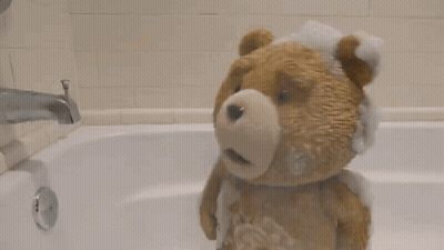 Brown Teddy Bear Taking Bath GIF