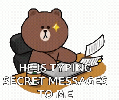 Brown Teddy Bear Typing Secret Messages GIF