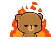 Brown Teddy Bear With Fire Head Sticker