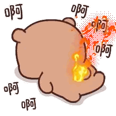 Brown Teddy Bear With Fire Sticker
