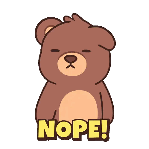 Brown Teddy Bear With Nope Sticker