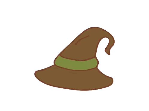 Brown Witch Hat With Green Ribbon Sticker
