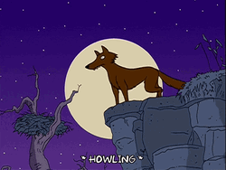 Brown Wolf Full Moon Howl GIF