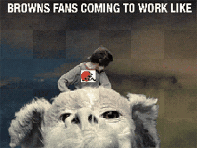 Browns Fan Riding Stuffed Animal GIF