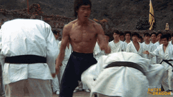 Bruce Lee Drop Kick On People GIF