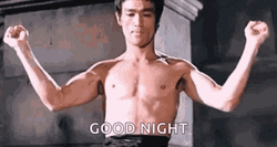 Bruce Lee Flex Goodnight GIF