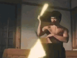 Bruce Lee Lightsaber Fight GIF