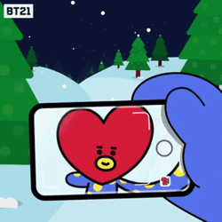 BT21 Winter Selfie Fun GIF