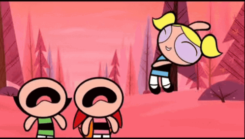 Bubbles From Powerpuff Girls In Pink Forest GIF