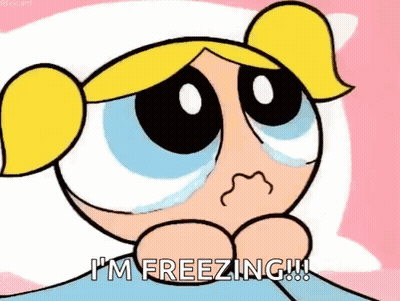 Bubbles From The Powerpuff Girls Is Crying In Bed And Saying `` I 'M Freezing ! '' GIF