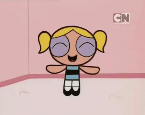 Bubbles From The Powerpuff Girls Is On The Screen GIF