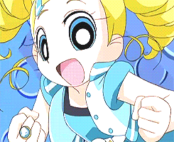 Bubbles From The Powerpuff Girls Is Wearing A Blue Shirt GIF