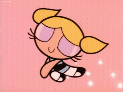Bubbles From The Powerpuff Girls On Pink Surface GIF