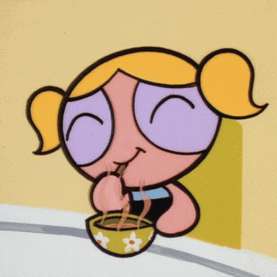 Bubbles Powerpuff Girls Drinking From Bowl With Straw GIF