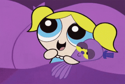 Bubbles Powerpuff Girls Laying On Purple Blanket GIF