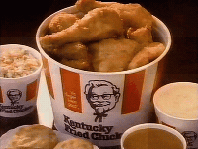 Bucket Of Kentucky Fried Chicken Surrounded By Cups GIF