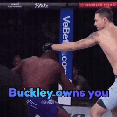Buckley Owns You Is Being Displayed On A Boxing Match GIF