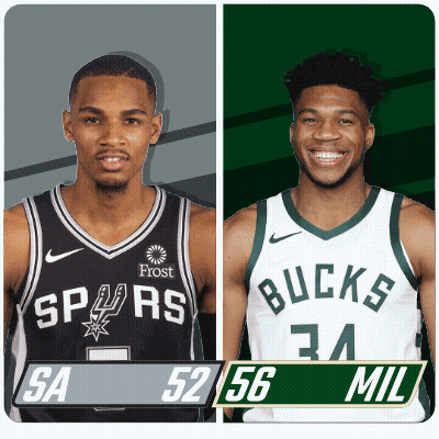 Bucks And Spurs Basketball Players Standing Together GIF