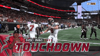 Bucky Irving Touchdown Advertisement With Football Game GIF
