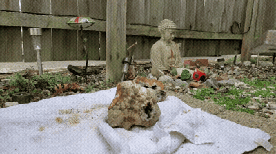 Buddha Statue Sitting On Towel GIF