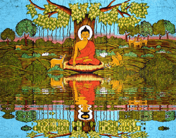 Buddha With White Halo Water Reflection GIF