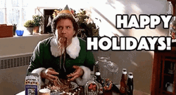 Buddy The Elf Hilarious Eating Happy Holidays GIF