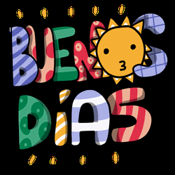 Buenos Dias Amor Colorful Letters Illustration