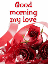 Buenos Dias Amor Glittery Red Roses GIF