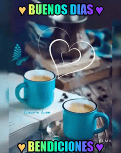 Buenos Dias Bendiciones Coffee Cups Heart Smoke GIF