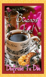 Buenos Dias Bendiciones Coffee Mug Music Notes GIF