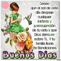 Buenos Dias Bendiciones Glittery Kid Artwork GIF
