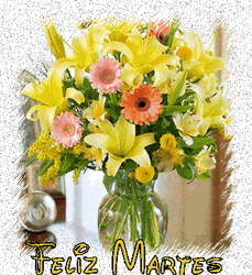Buenos Dias Feliz Martes Yellow Flower Vase