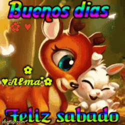 Buenos Dias Feliz Sabado Cute Deer Bunny Pair GIF