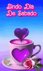 Buenos Dias Feliz Sabado Pumping Purple Heart GIF