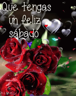 Buenos Dias Feliz Sabado Red Roses Heart Bubbles GIF