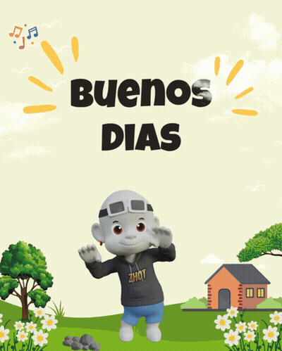 Buenos Dias Poster With Cartoon Character GIF