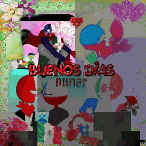 Buenos Dias Puner Red Letters Collage