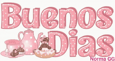 Buenos Días Sign With Teddy Bear and Teapot